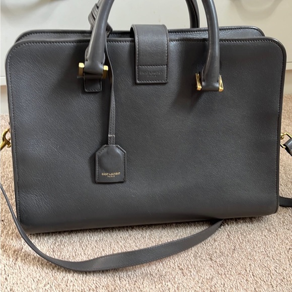 Saint Laurent Monogram Cabas handbag  grey and gold hardware - Picture 3 of 8